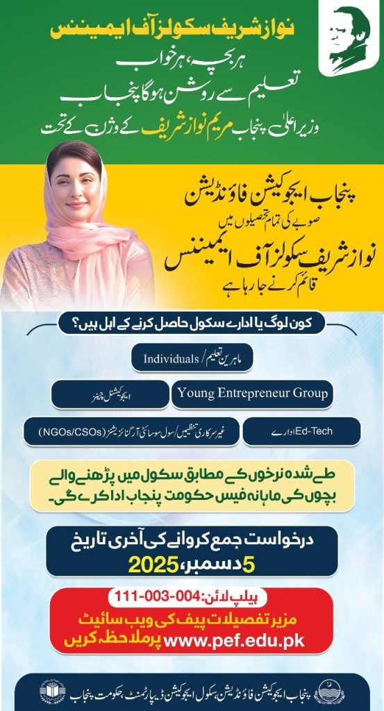 Nawaz Sharif Schools of Eminence Program 2025